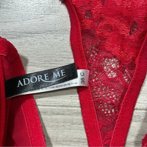 ADORE ME Red Lace Front Closure Underwire Racerback Bra 36C - Picture 9 of 11